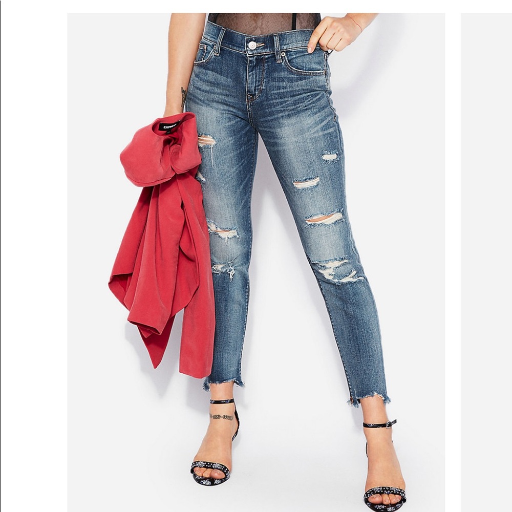 Express- M.R. Ripped Stretch Skinny Ankle Jeans